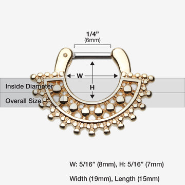 Detail View 1 of Golden Divine Filigree Septum Clicker-Gold